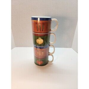 MSC By Jocha Peas, Carrots, Onion, Tomato Mugs Set Of 4 New